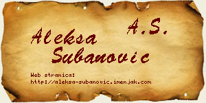 Aleksa Subanović vizit kartica